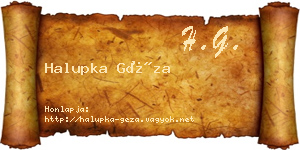 Halupka Géza névjegykártya