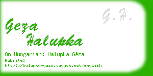 geza halupka business card